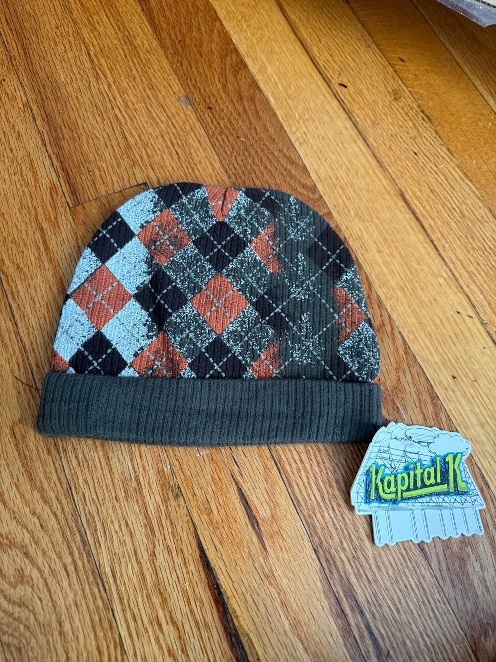 Kapital Kids Beanie - Black, Orange & Light Blue
